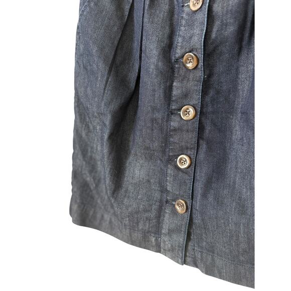Pilco Anthropologie Women's 6 Dark Denim Button Front Skirt Pleated Pockets - Picture 3 of 5